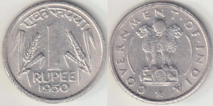 1950 India 1 Rupee A005764